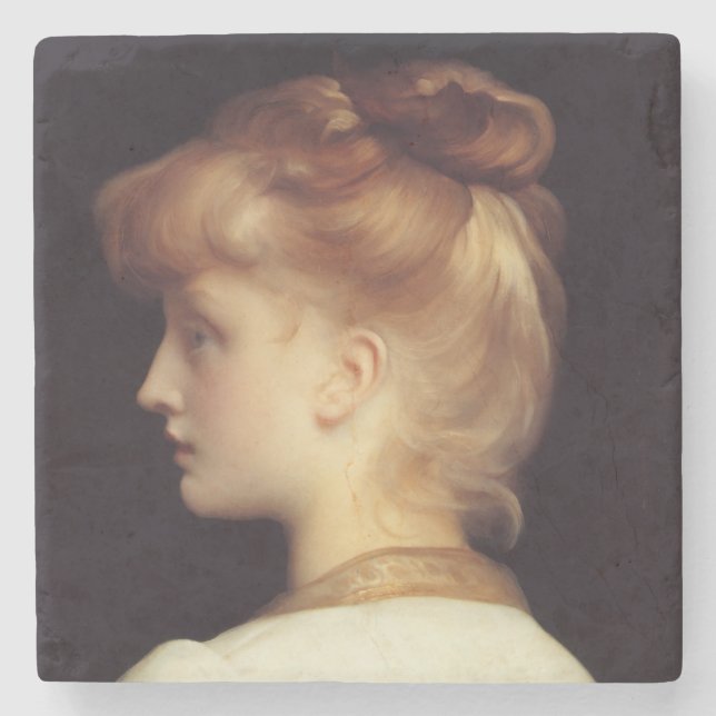 Frauenportrait von hinten (von Frederic Leighton) Steinuntersetzer (Vorderseite)