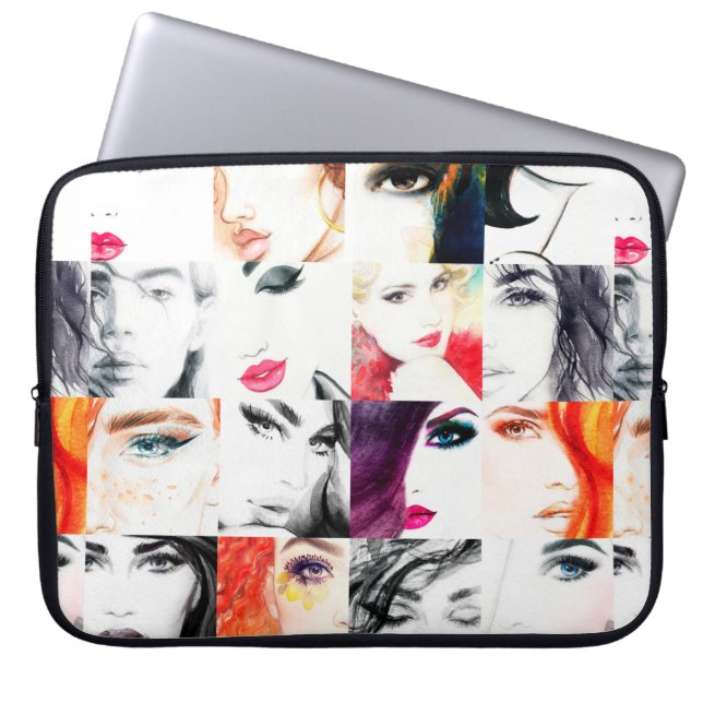 Frauenporträtmuster Laptopschutzhülle (Vorderseite)