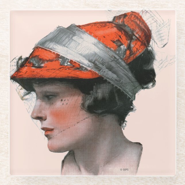 Frauenprofil Glasuntersetzer (Vorderseite)