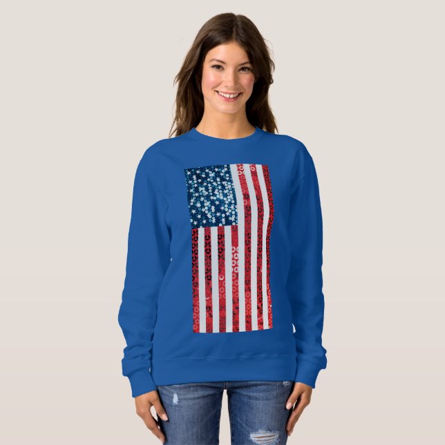 Frauenpullover unter der Flagge Amerikas Sweatshirt (Vorne ganz)