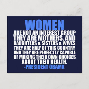 Frauenrechte pro Wahl Obama Zitat Postkarte