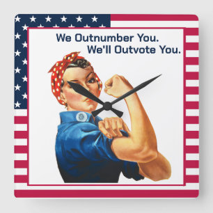 Frauenrechte. Wir sind mehr als Männer. Wir werden Quadratische Wanduhr
