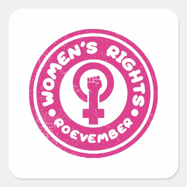 Frauenrechtsrovember - Vintages Rosa Quadratischer Aufkleber (Vorderseite)
