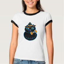 Frauenrücken Halloween Black Cat Top-T - Shirt