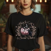 Frauens Black Cat Social Club Halloween