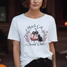 Frauens Black Cat Social Club Halloween