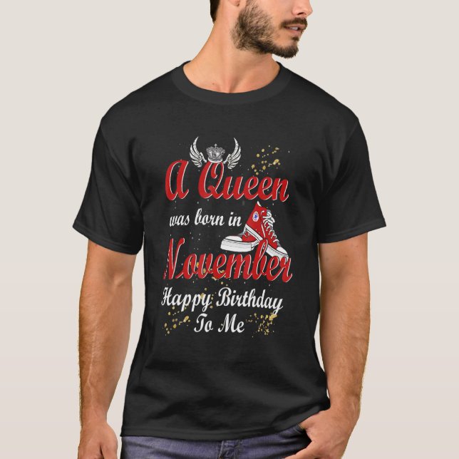 Frauenschreiber Eine Königin war im November Gebor T-Shirt (Vorderseite)