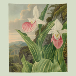 Frauenschuh alte Floral Orchidee Botanik Wandteppich