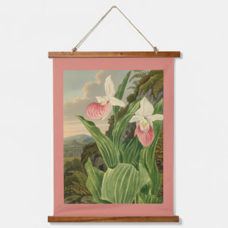 Frauenschuh alte Floral Orchidee Botanik Wandteppich Mit Holzrahmen