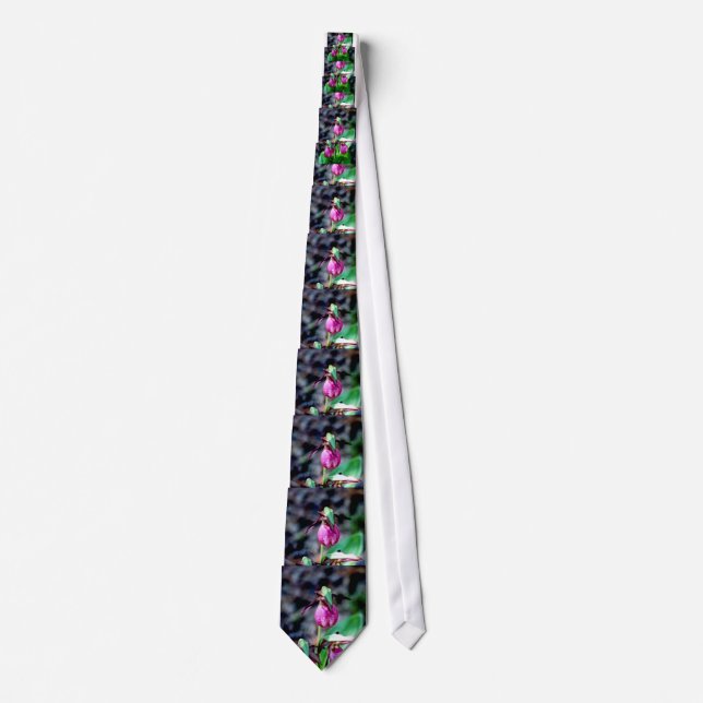 Frauenschuh I, rosa grüne Garten-Freude Krawatte (Vorderseite)