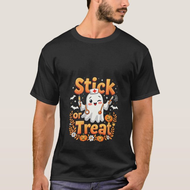 Frauenschuh oder Leckerei Funny Ghost nährende Hal T-Shirt (Vorderseite)