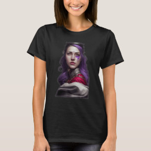 Frauenschwanz auf Verlassen Seite von Gesichtsrot T-Shirt
