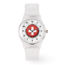Frauenschweiz Flag Sporty Pink Silicon Watch Armbanduhr