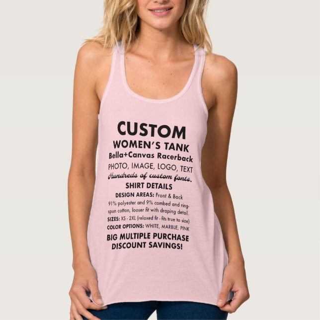 Frauenspezifische Personalisierte, weiche rosa Tan Tank Top (Vorderseite)