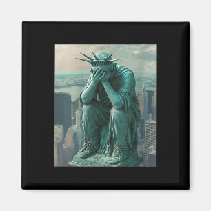 Frauenstatue von Liberty Facepalm V-Hals Magnet