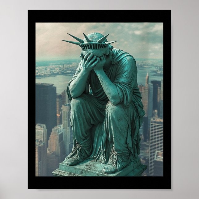 Frauenstatue von Liberty Facepalm V-Hals Poster (Vorne)