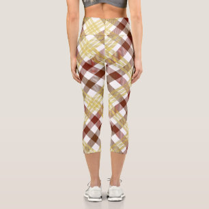 FrauenSummer Gingham überprüft Karierte Kleidung Capri Leggings