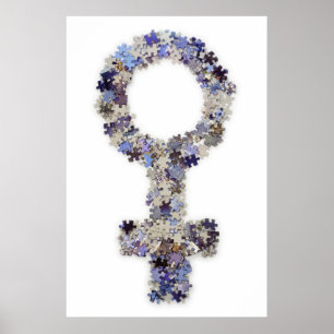 Frauensymbol aus Puzzleteilen Poster
