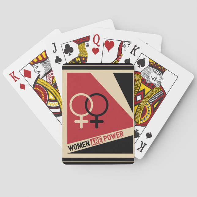 Frauensymbol schwarz rot - Motto "Frauen sind Powe Spielkarten (Rückseite)
