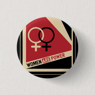 Frauensymbole Frauen sind Power rot und schwarz Button
