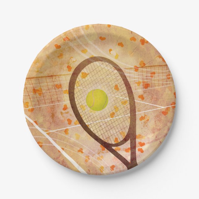 Frauentennis "Tennis-Liebe" Pappteller (Vorderseite)