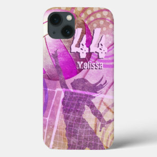 Frauenvolleyball Spieler rosa lila Bezeichnung iPhone 13 Hülle