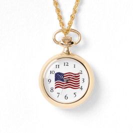 Frauenwache - Amerikanische Flagge Armbanduhr