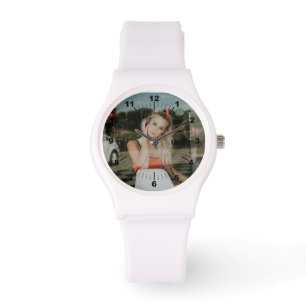Frauenwache - Personalisierter Silikonstreifen wei Armbanduhr
