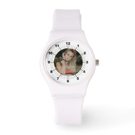 Frauenwache - Personalisierter Silikonstreifen wei Armbanduhr