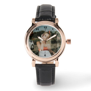 Frauenwache - Personalisiertes, quadratisches schw Armbanduhr