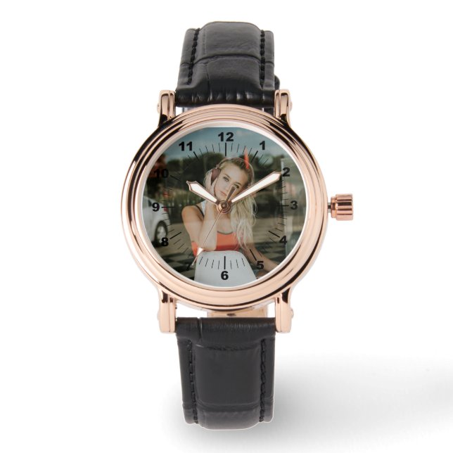 Frauenwache - Personalisiertes, quadratisches schw Armbanduhr (Vorderseite)