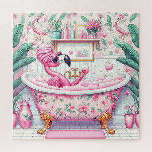 Fräulein Flamingo nimmt ein Schaumbad