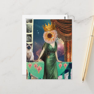 Fräulein Flora und ihre Katze Surreal Art Postkarte