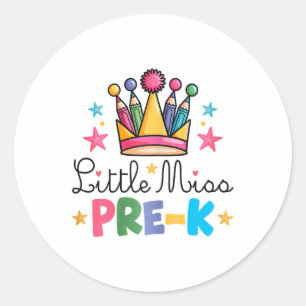Fräulein Pre-k Bleistifte Krone Cute Ck Zur Schule Runder Aufkleber