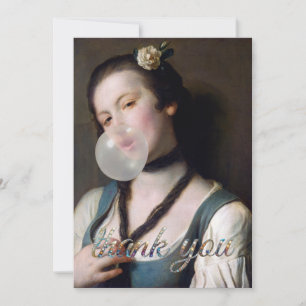 Fräulein Sassy bläst Bubble Gum Dankeskarte
