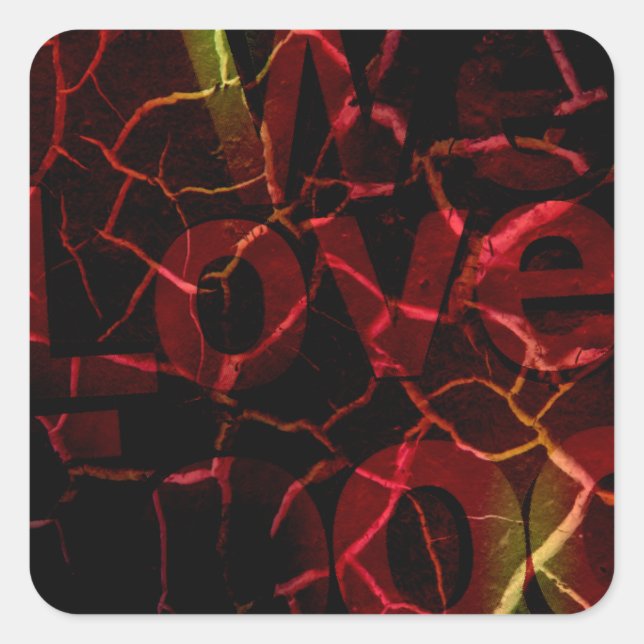 Frayed Edges, Starkes Herz: Unzerbrechliche Liebe Quadratischer Aufkleber (Vorderseite)