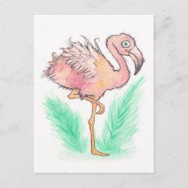 Frazzled Flamingo Postcard Postkarte