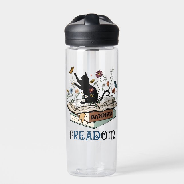 FREADOM - Katzen & Bücher - Ich lese verbotene Büc Trinkflasche (Vorderseite)