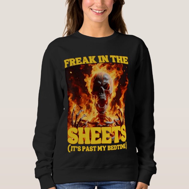 Freak in den Blättern Funny Cringe Hard Skeleton M Sweatshirt (Vorderseite)