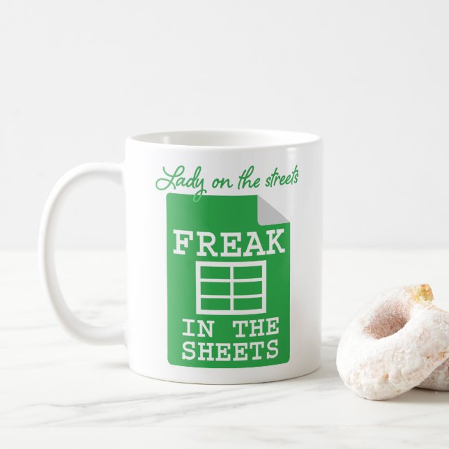 Freak in den Blättern Funny Spreadsheet Kaffeetasse (Mit Donut)
