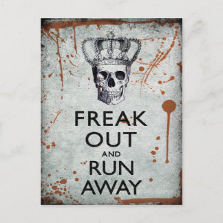 Freak Out und Run Away Halloween Postcard Postkarte