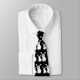 Freaked White bunnies withe red eyes Black pattern Krawatte