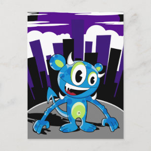 Freaky Blue Monster Postcard Postkarte