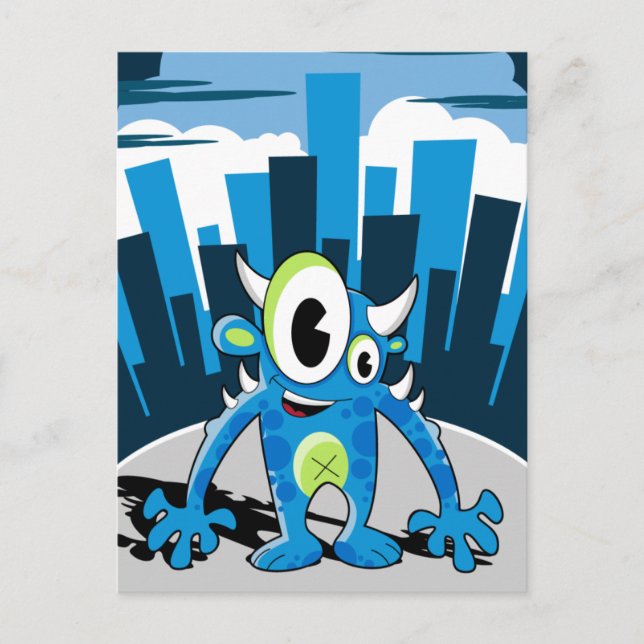 Freaky Blue Monster Postcard Postkarte (Vorderseite)