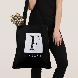 Freaky Bold Typografie Schwarz-Weiß-Design Tasche