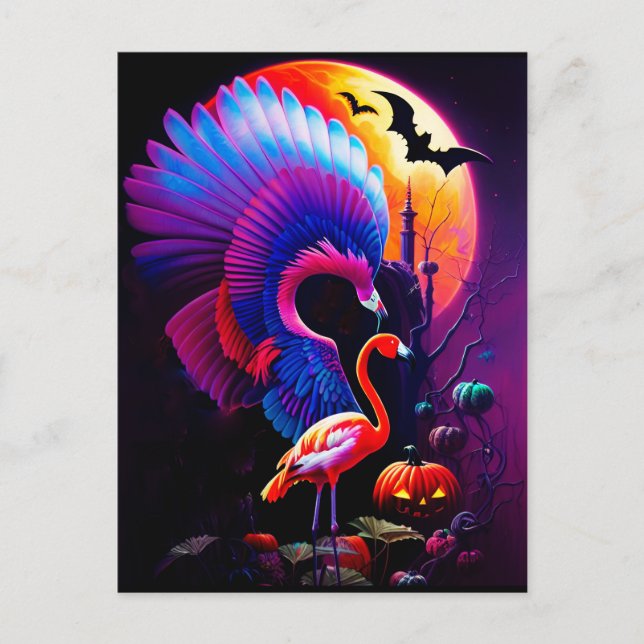 Freaky Halloween Flamingo Horror Postkarte (Vorderseite)