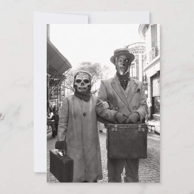 Freaky Vintages Paar-Halloween-Party Einladung (Vorderseite)