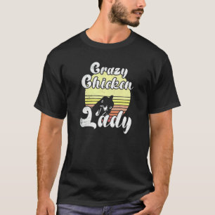 Freche Huhn Retro Sonnenuntergang Verrückte Hühner T-Shirt
