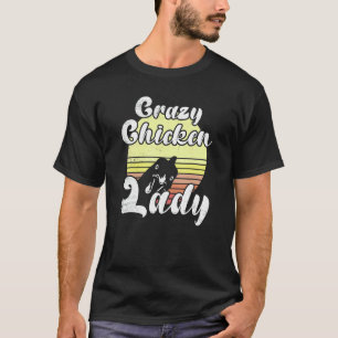 Freche Hühner-Retro-Sonnenuntergang Verrückte Hühn T-Shirt