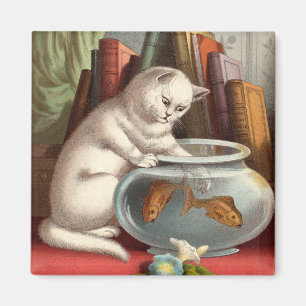 Freche Katzen - Fischen-Katzen-Kühlschrankmagnet Magnet